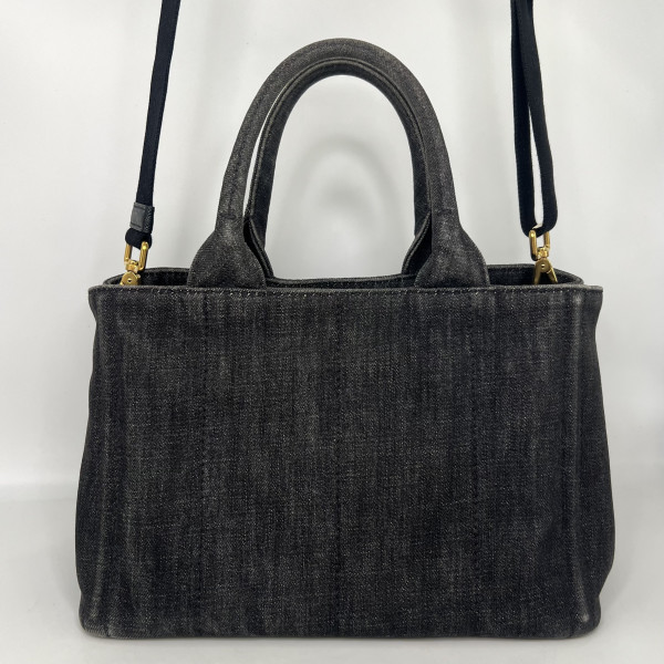 PRADA Logo Printed Denim Tote Bag