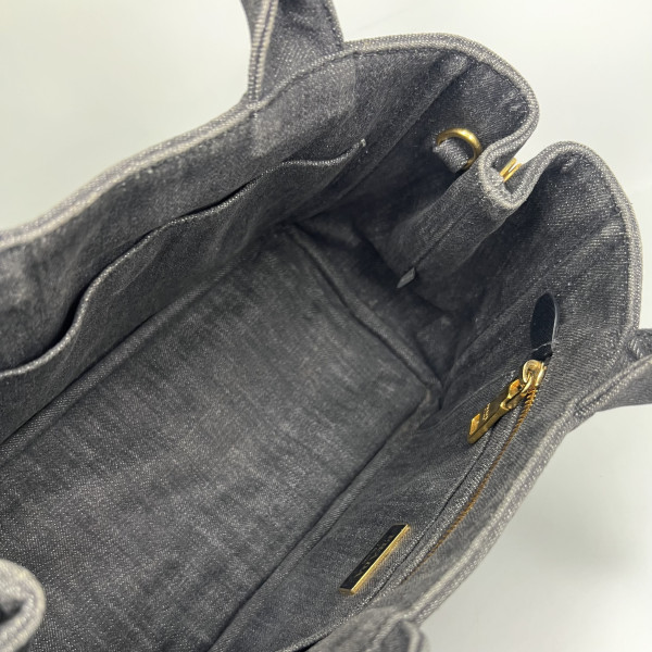 PRADA Logo Printed Denim Tote Bag