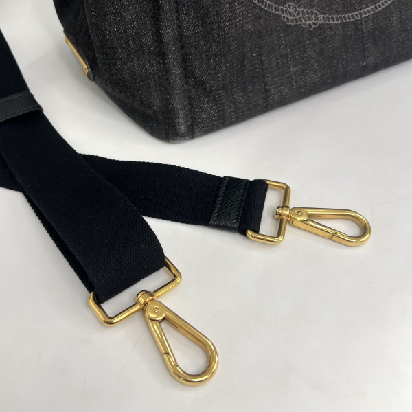 PRADA Logo Printed Denim Tote Bag