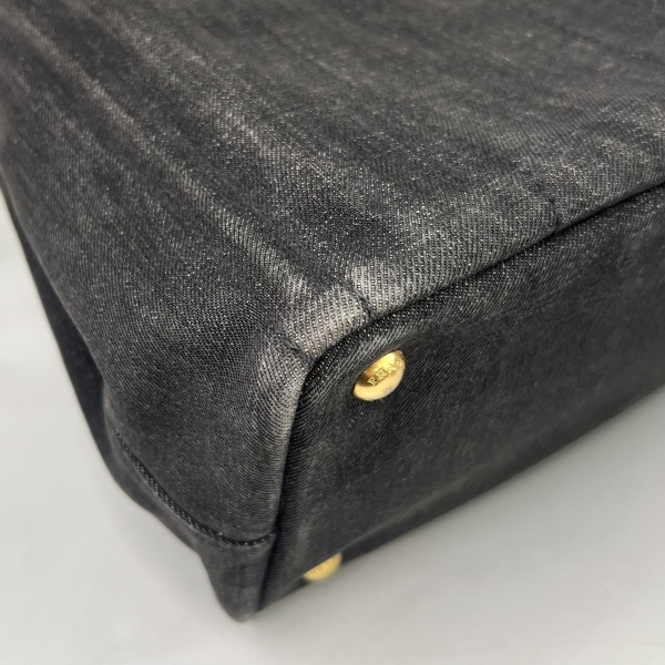 PRADA Logo Printed Denim Tote Bag