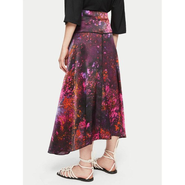 Jigsaw Silk Paint Drops Asymmetric Skirt