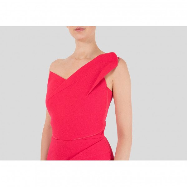 Roland Mouret Stretch Crepe One Shoulder Gown