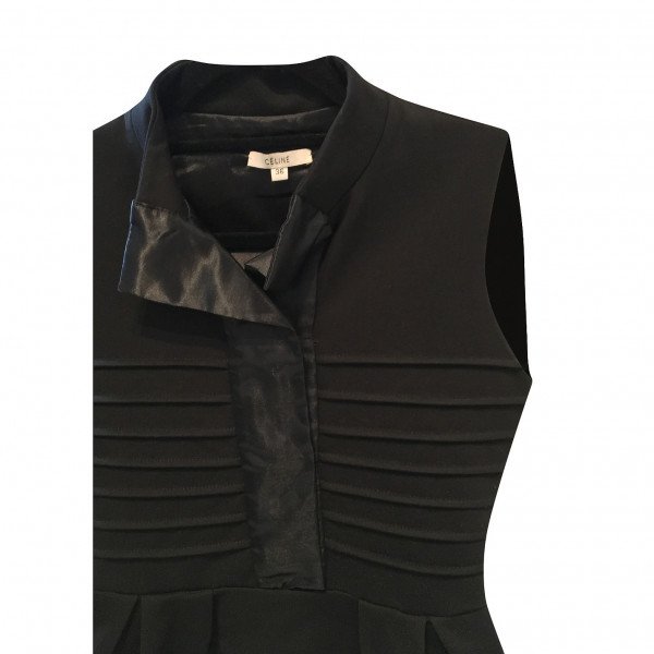 CÉLINE Satin-Trimmed Ribbed Mini Dress