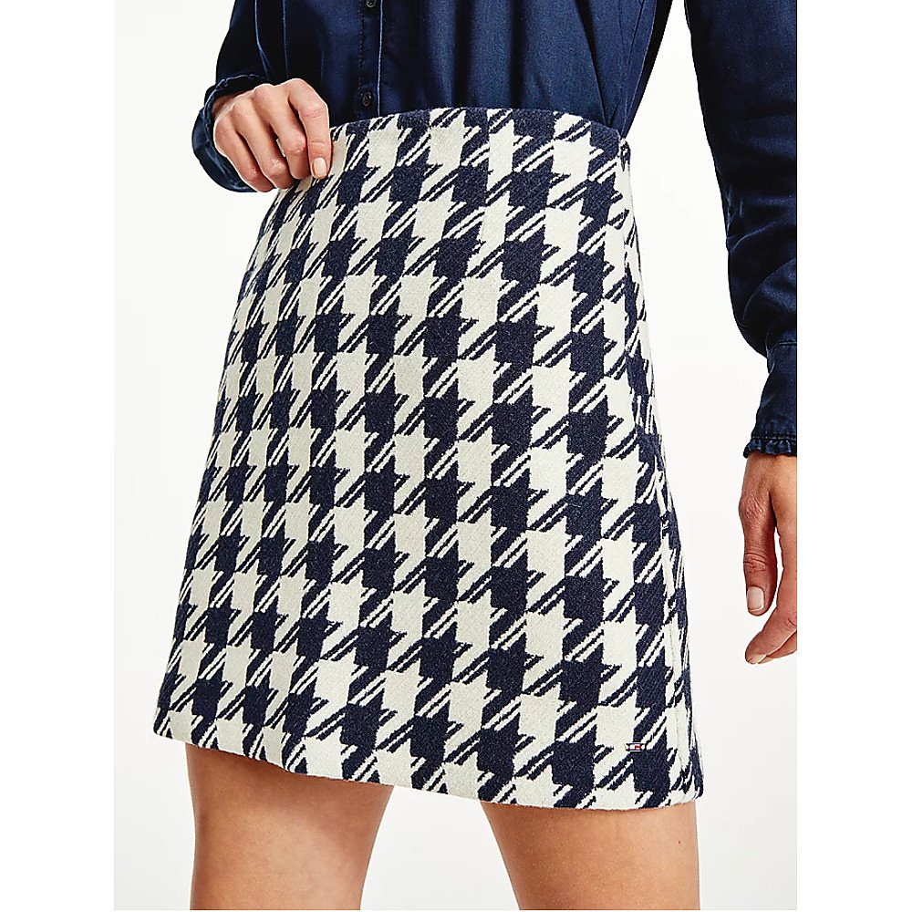 Tommy Hilfiger Recycled Wool Jacquard Houndstooth Mini Skirt