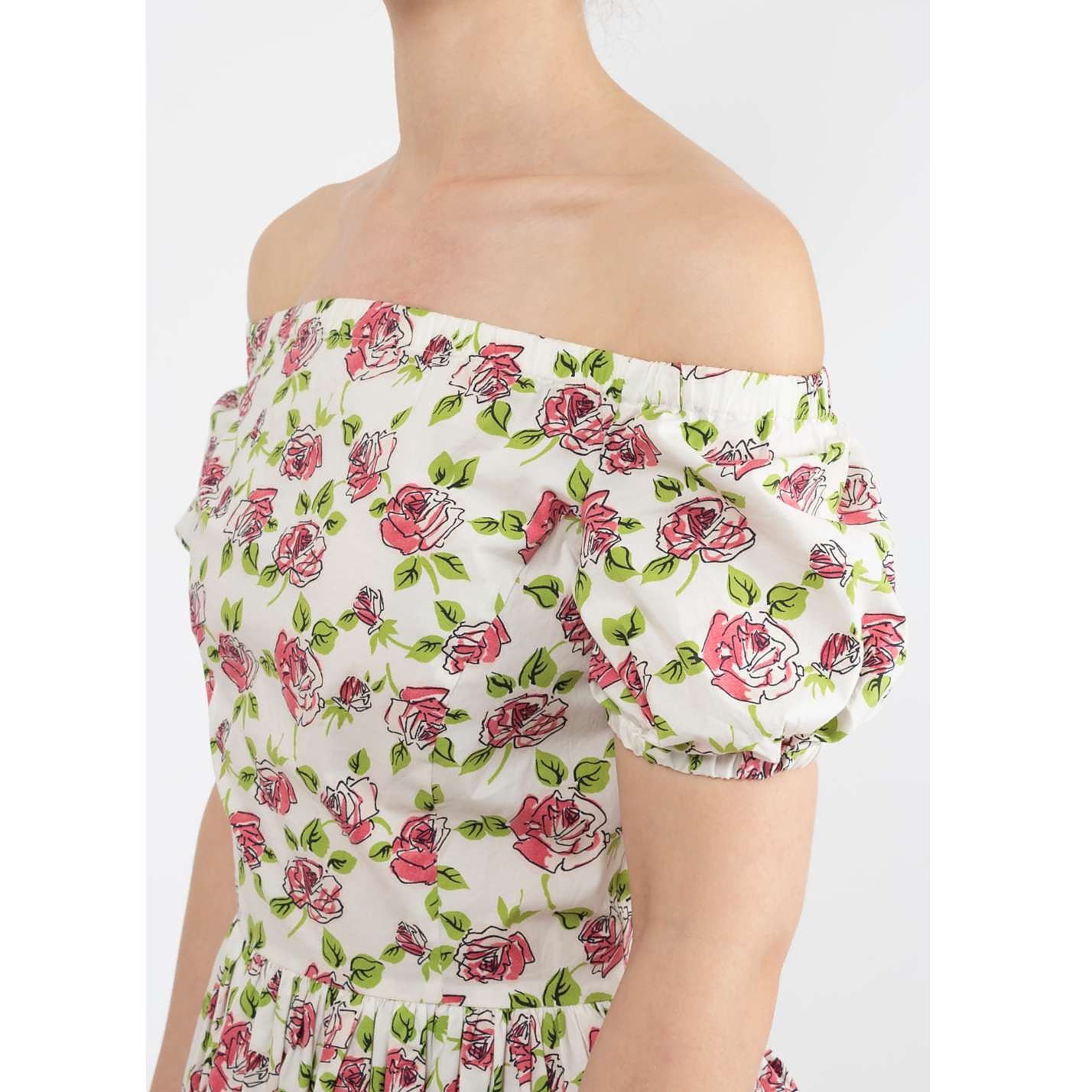 PRADA Off-The-Shoulder Floral Dress
