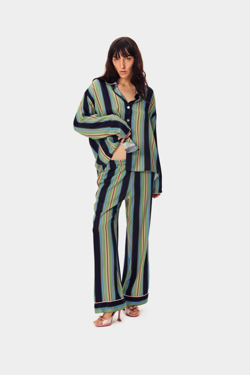 Sleeper Pastelle oversized Pajama set in Teale stripes