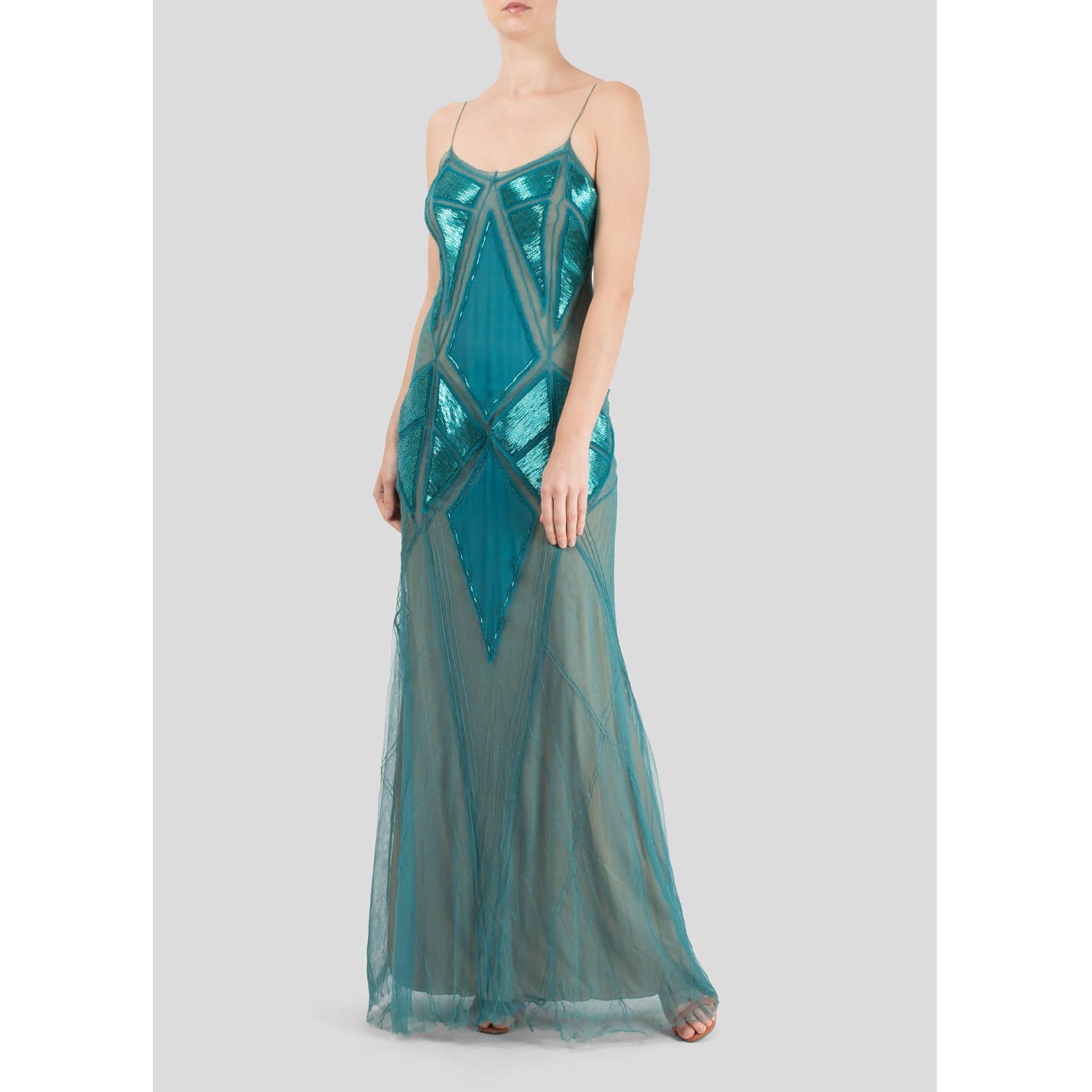 Alberta Ferretti Sequin Embellished Sleeveless Gown