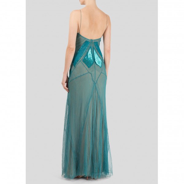 Alberta Ferretti Sequin Embellished Sleeveless Gown