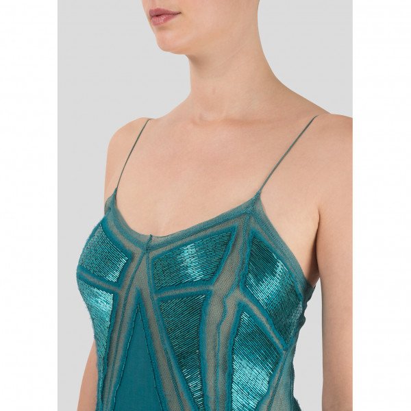 Alberta Ferretti Sequin Embellished Sleeveless Gown