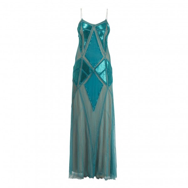 Alberta Ferretti Sequin Embellished Sleeveless Gown