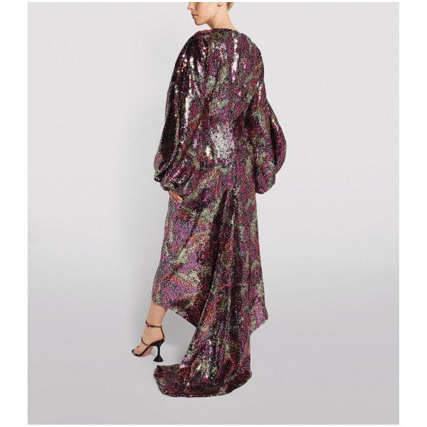 Halpern Embellished Blouson-Sleeve Gown