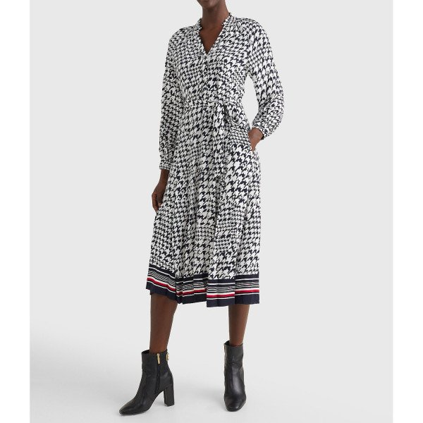 Tommy Hilfiger Houndstooth Relaxed Fit Midi Dress