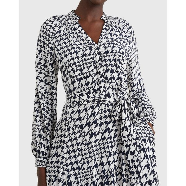 Tommy Hilfiger Houndstooth Relaxed Fit Midi Dress