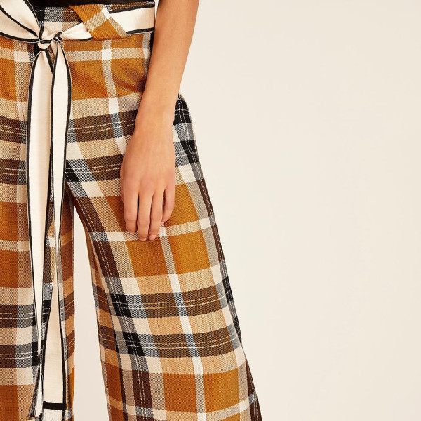 Amanda Wakeley Check Wide Leg Pant
