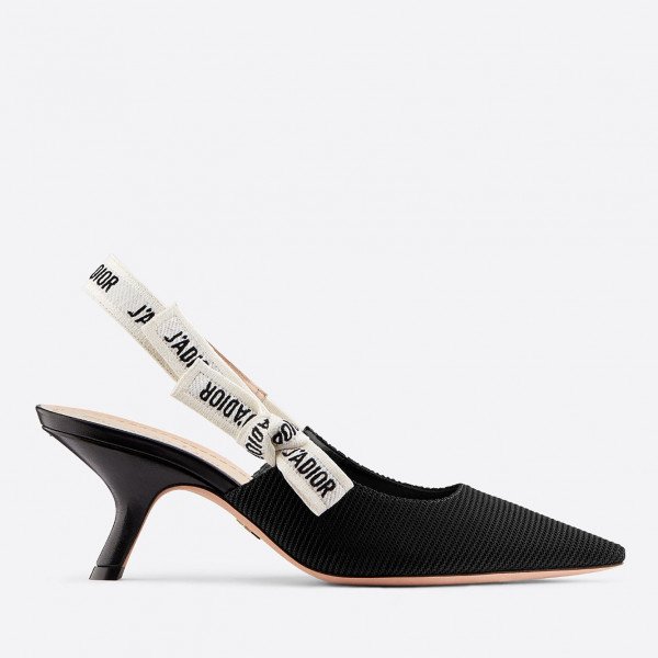 【直営・関税送料込】J'Adior Slingback Pu J'Adior Slingback Pump Black Calfskin Embroidered with White