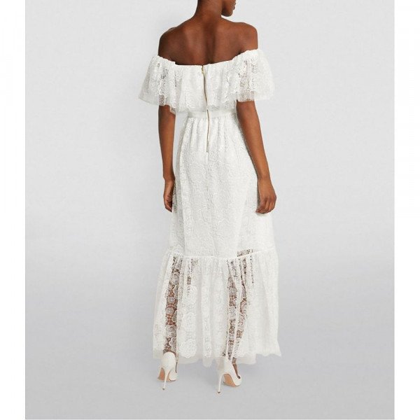 Self-Portrait Bridal Off-The-Shoulder Lace Maxi Dress
