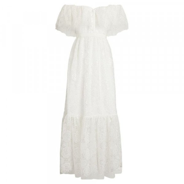 Self-Portrait Bridal Off-The-Shoulder Lace Maxi Dress