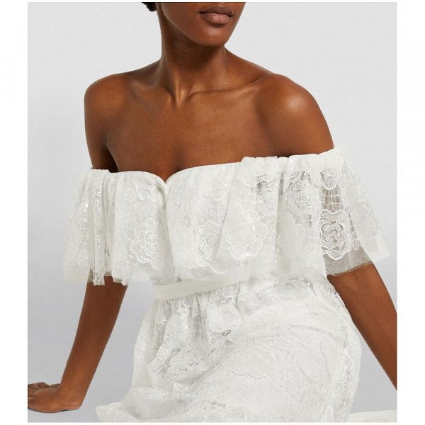 Self-Portrait Bridal Off-The-Shoulder Lace Maxi Dress