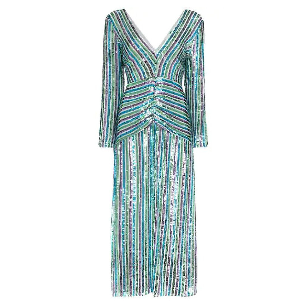 Rixo Emmy Sequin Stripe Midi Dress