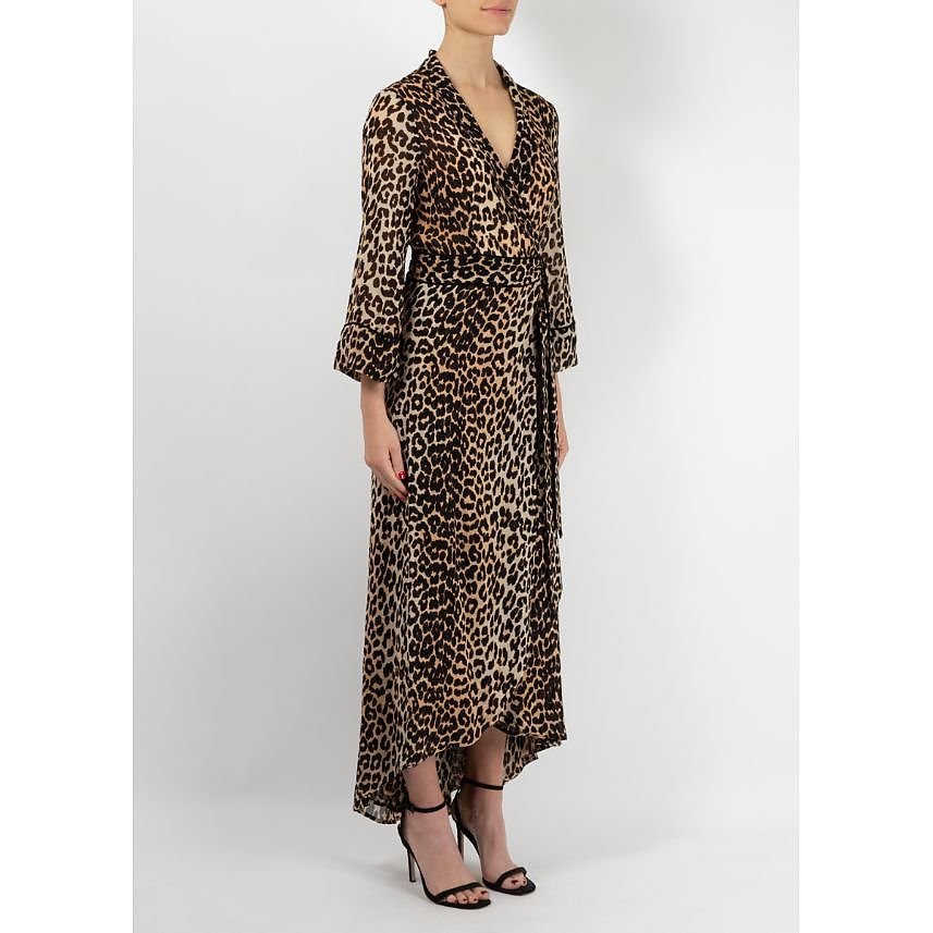 Ganni Leopard Print Wrap Dress ...