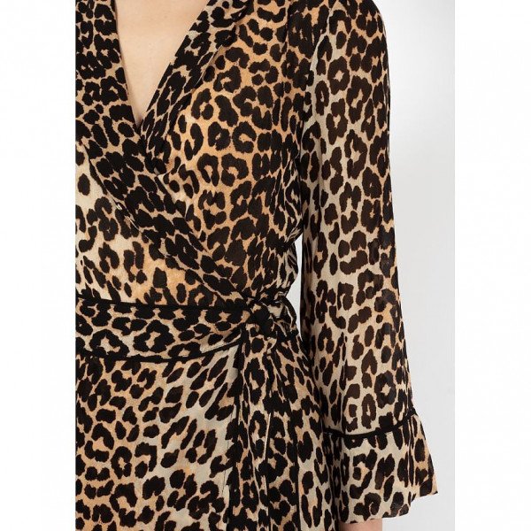 Ganni Leopard Print Wrap Dress (10)