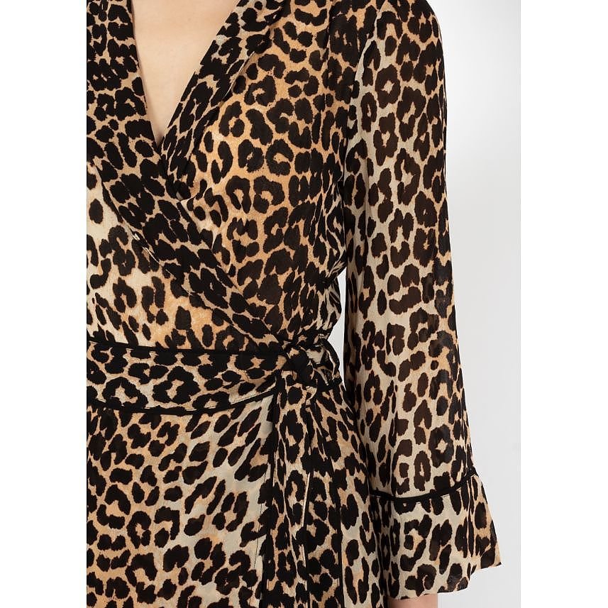 Ganni Leopard Print Wrap Dress ...