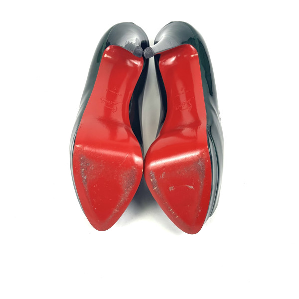 Christian Louboutin Green Patent Leather Peep-Toe Platform Pumps