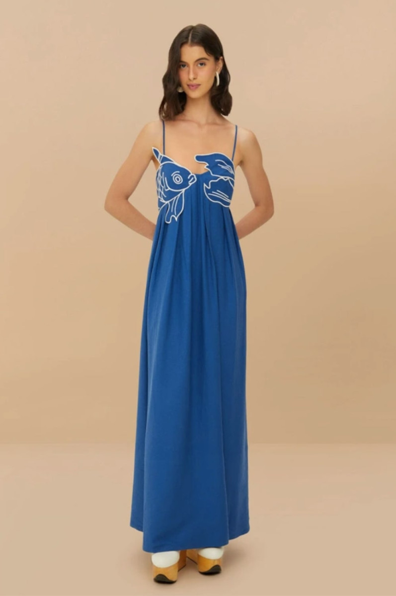 FARM Rio blue fish maxi dress