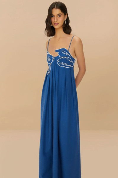 FARM Rio blue fish maxi dress