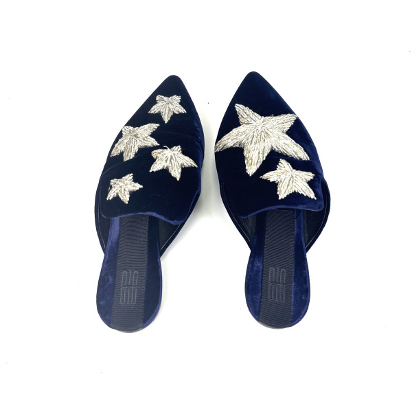 Sanayi Embellished Velvet Star Mules