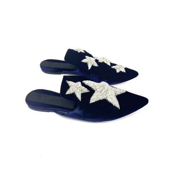 Sanayi Embellished Velvet Star Mules