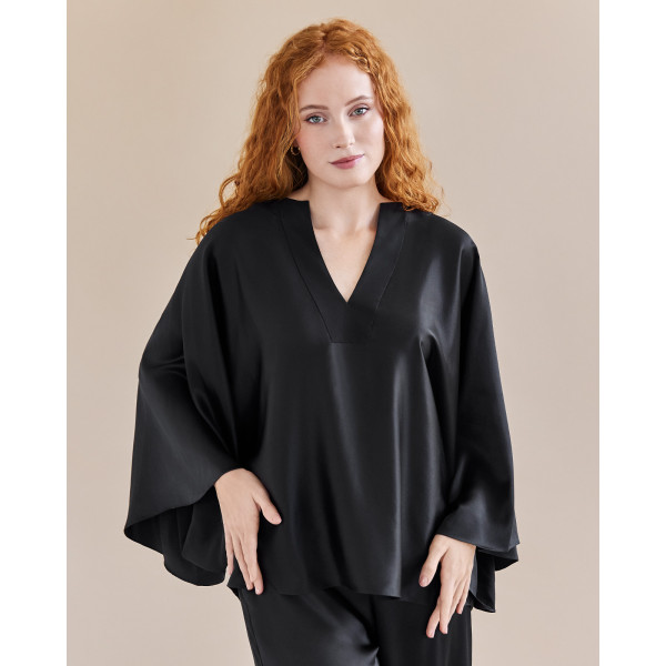 Issoir The Gia Silk Kaftan Top - Black