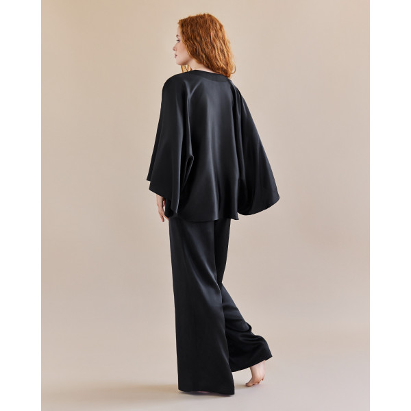 Issoir The Gia Silk Kaftan Top - Black