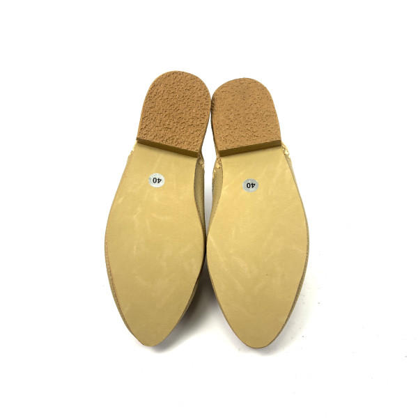 KILOMETRE PARIS Raffia & Leather Slip-On Mules