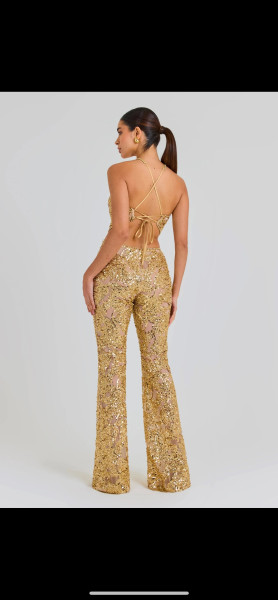 Nadine Merabi Hallie Gold Jumpsuit