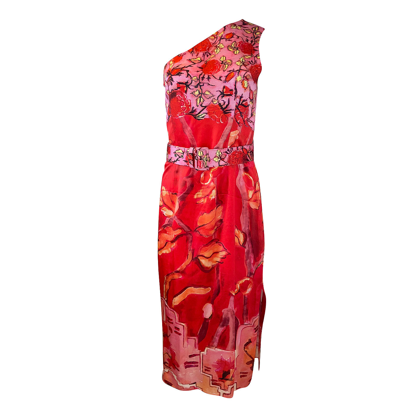 Peter Pilotto One-Shoulder Floral Print Dress