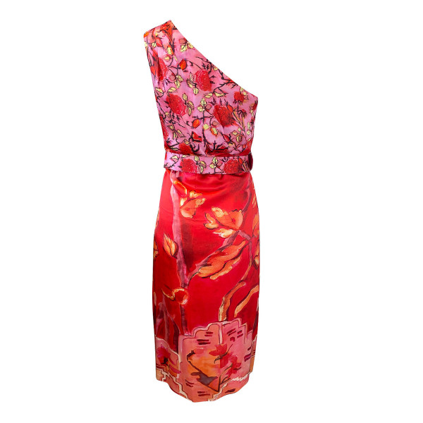 Peter Pilotto One-Shoulder Floral Print Dress