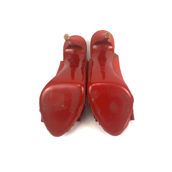 Christian Louboutin Red Satin Bow Slingback Heels