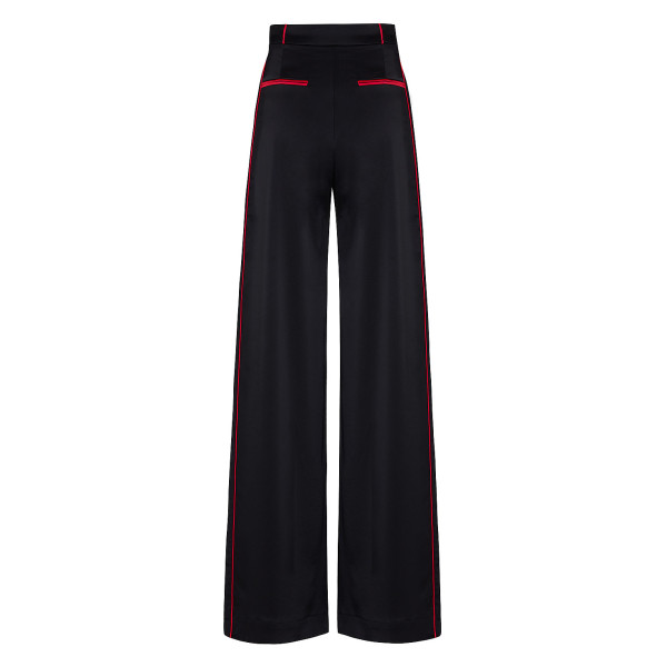Serena Bute The Relaxed Wide Leg Trouser - Black Plant Based Satin
