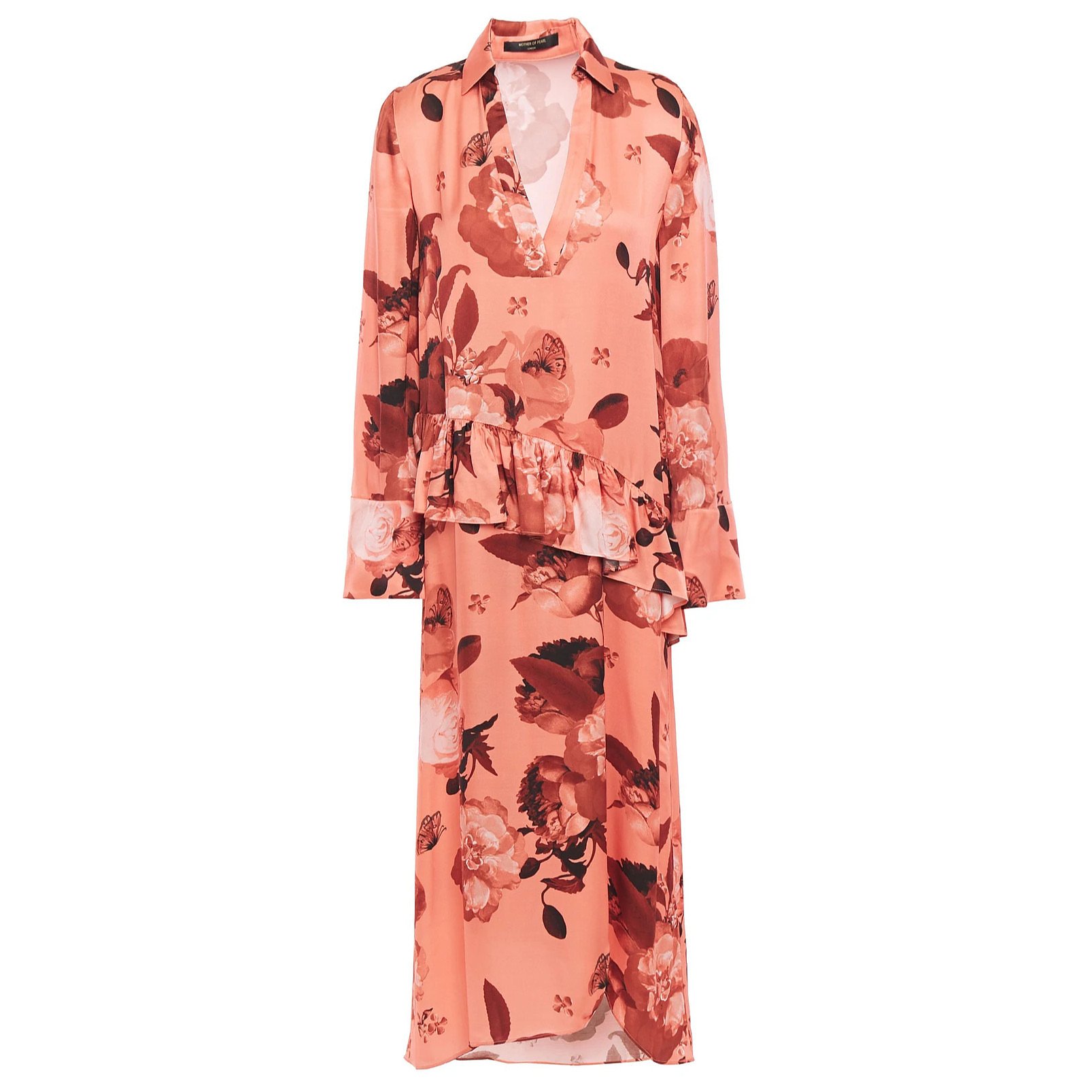 Mother of Pearl Alba Floral-Print Satin Midi Dress