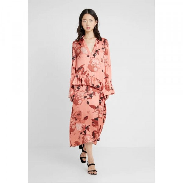 Mother of Pearl Alba Floral-Print Satin Midi Dress