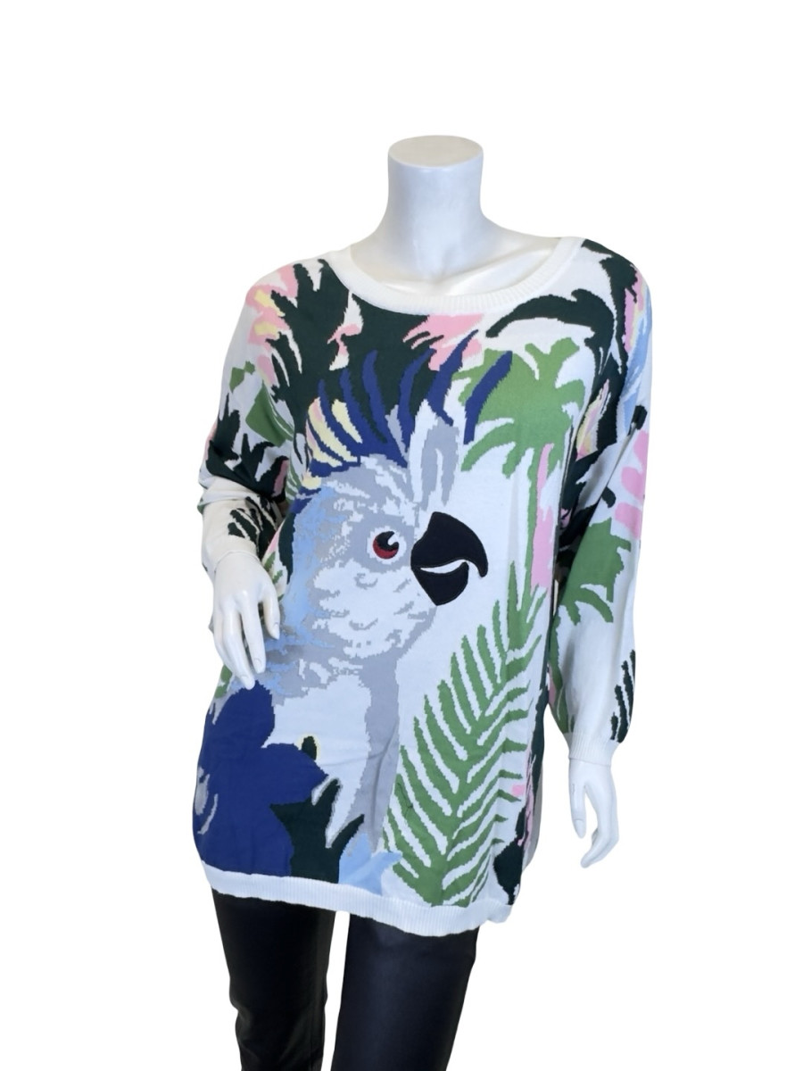 PAUL & JOE Tropical Parrot Intarsia Knit Sweater