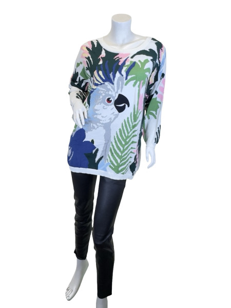 PAUL & JOE Tropical Parrot Intarsia Knit Sweater