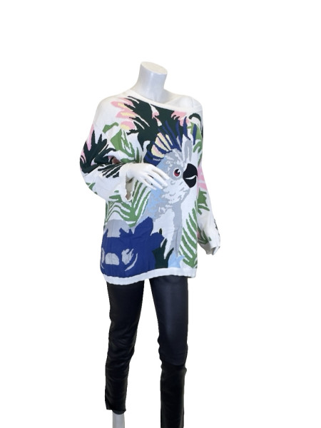 PAUL & JOE Tropical Parrot Intarsia Knit Sweater