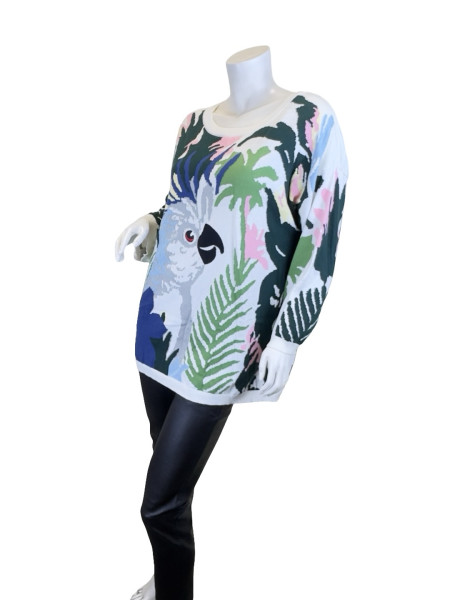 PAUL & JOE Tropical Parrot Intarsia Knit Sweater