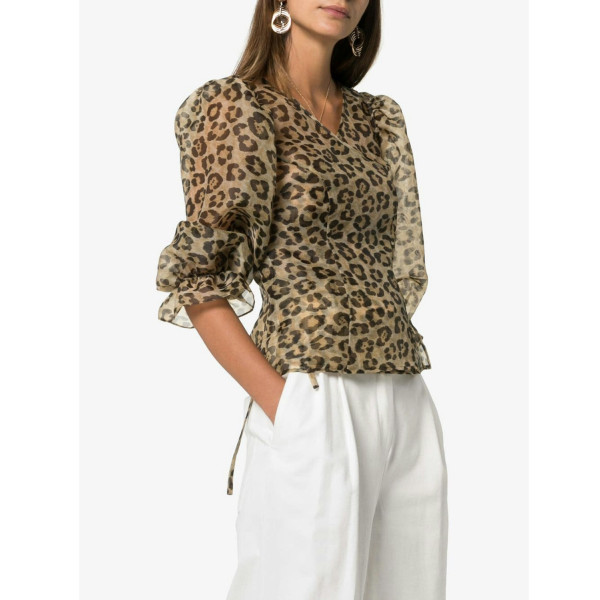 Shrimps Nero Leopard Print Organza Blouse