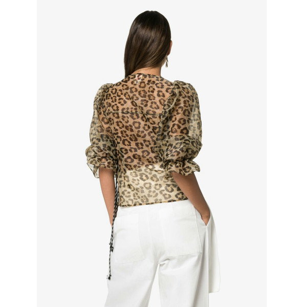 Shrimps Nero Leopard Print Organza Blouse