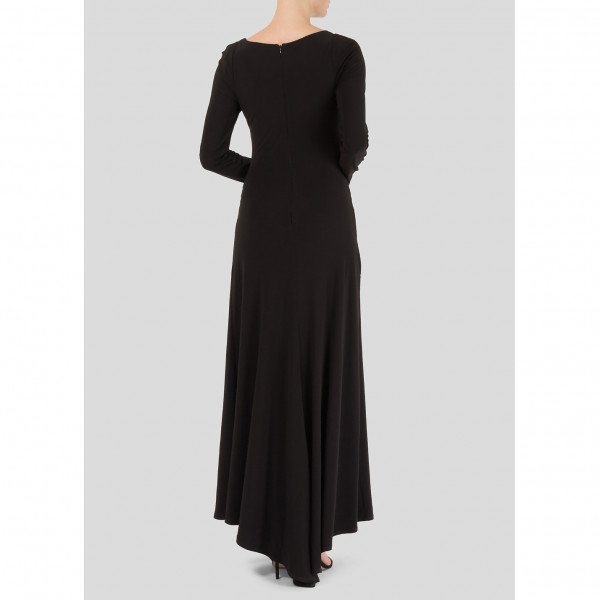 Vera Wang Ruched Long Sleeve Gown