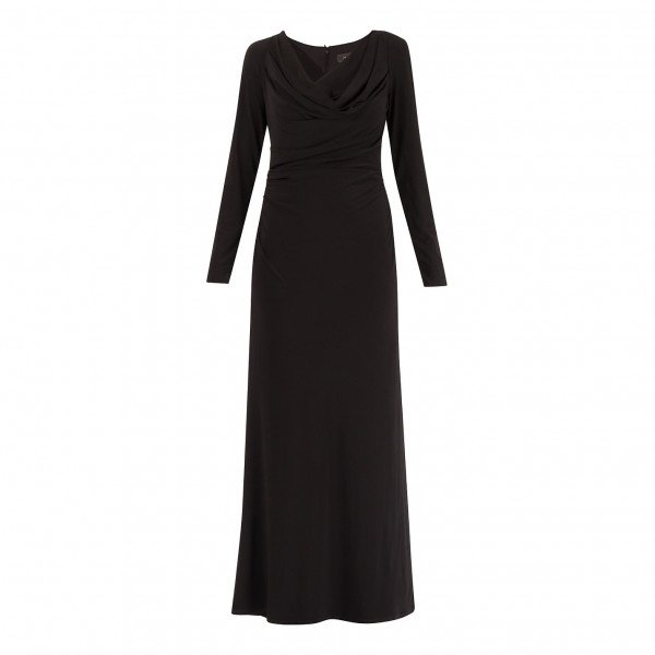 Vera Wang Ruched Long Sleeve Gown