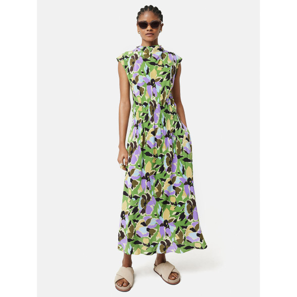 Jigsaw Graphic Pansy Cowl Neck Dress